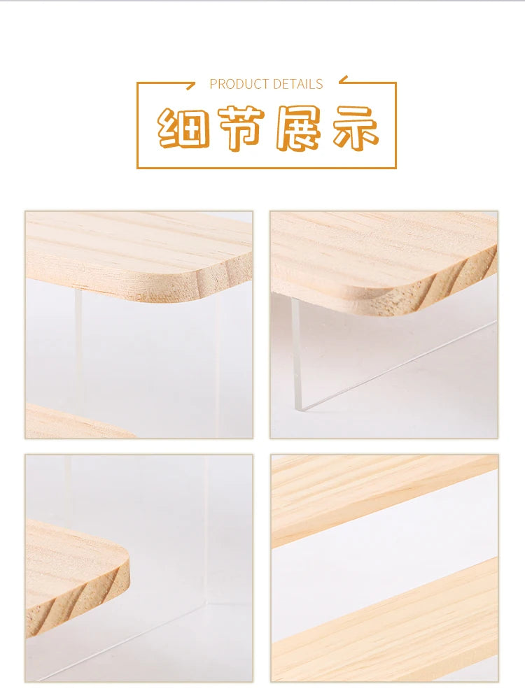 2-5 Layer Sturdy Wooden Acrylic Storage Rack for Blind Box Toys, Perfume Display Stand, Desktop Storage Shelf for Cosmetics