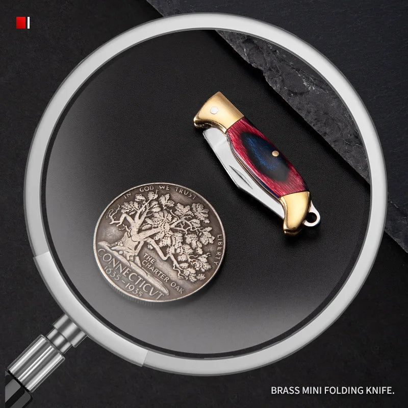 Mini Brass Folding Knife Keychain - EDC Survival Cutter