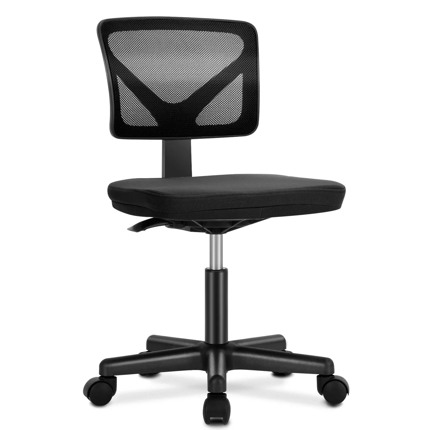 Armless Mesh Office Chair with Lumbar Support & Wheels