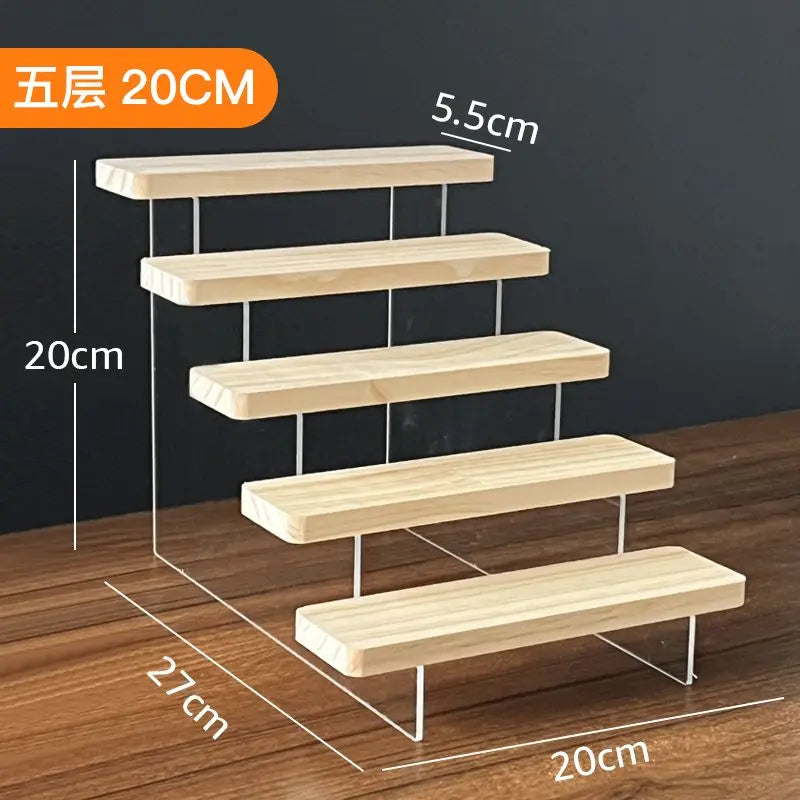 2-5 Layer Sturdy Wooden Acrylic Storage Rack for Blind Box Toys, Perfume Display Stand, Desktop Storage Shelf for Cosmetics