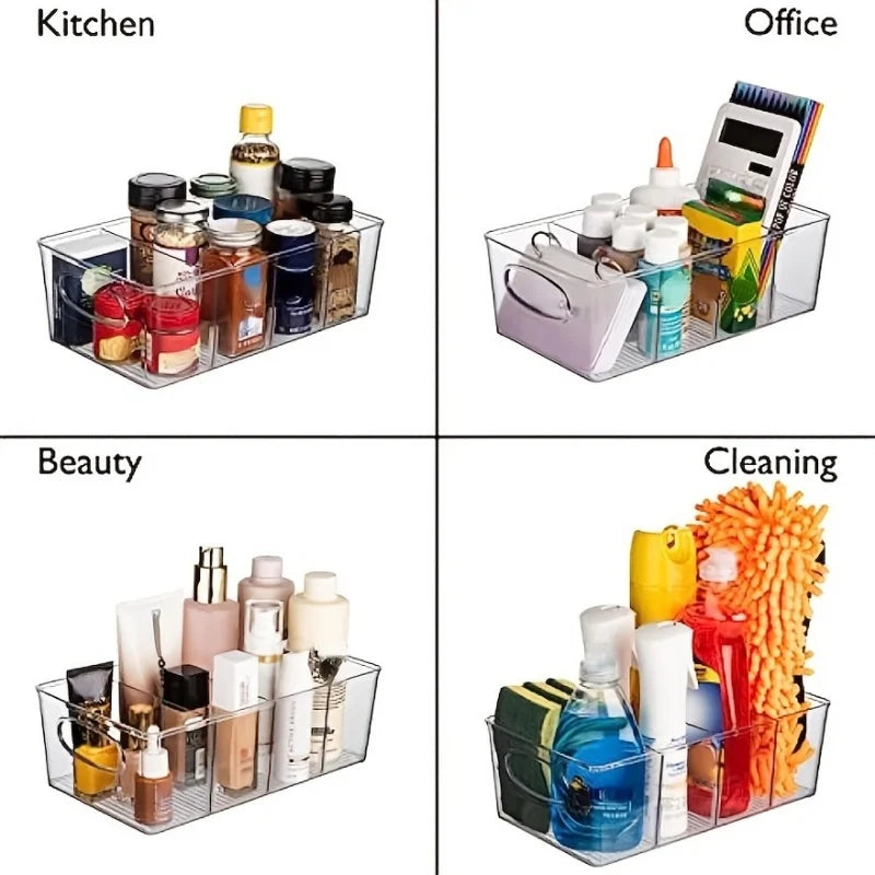 Clear Acrylic Refrigerator Organizer Bin with Removable Dividers