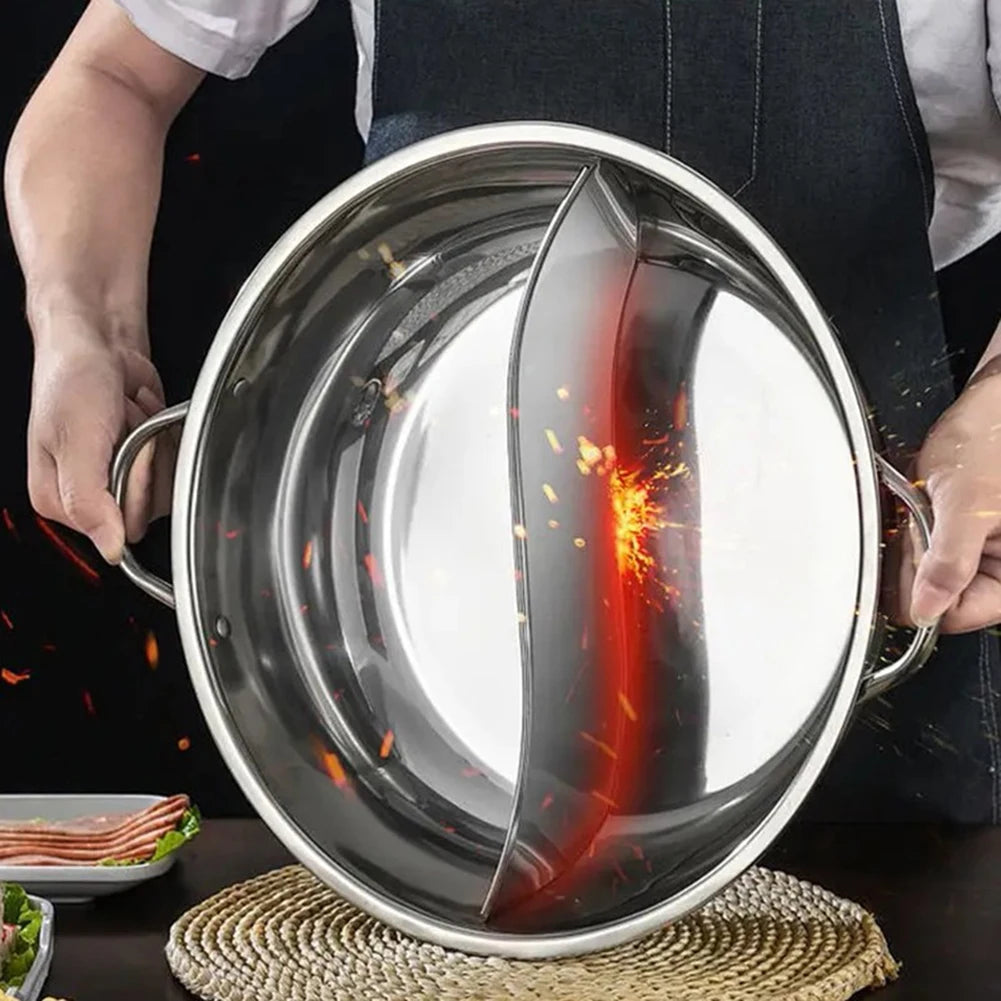 28cm Stainless Steel Double Hotpot Cooker for Gas Stove