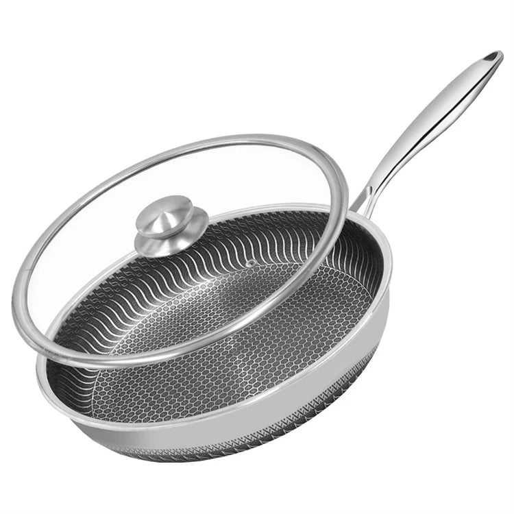 LMETJMA Nonstick Stainless Steel Frying Pan with Lid