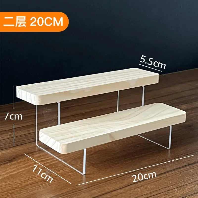 2-5 Layer Sturdy Wooden Acrylic Storage Rack for Blind Box Toys, Perfume Display Stand, Desktop Storage Shelf for Cosmetics