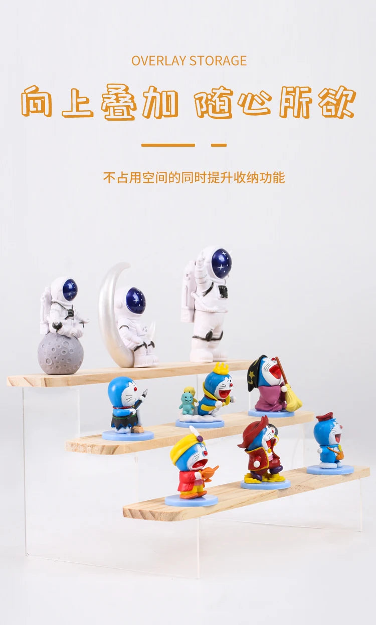 2-5 Layer Sturdy Wooden Acrylic Storage Rack for Blind Box Toys, Perfume Display Stand, Desktop Storage Shelf for Cosmetics