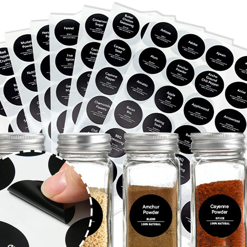 275Pcs Waterproof Preprinted Spice Jar Organizer Labels Set