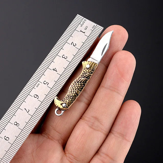Mini Brass Folding Knife Keychain - EDC Survival Cutter