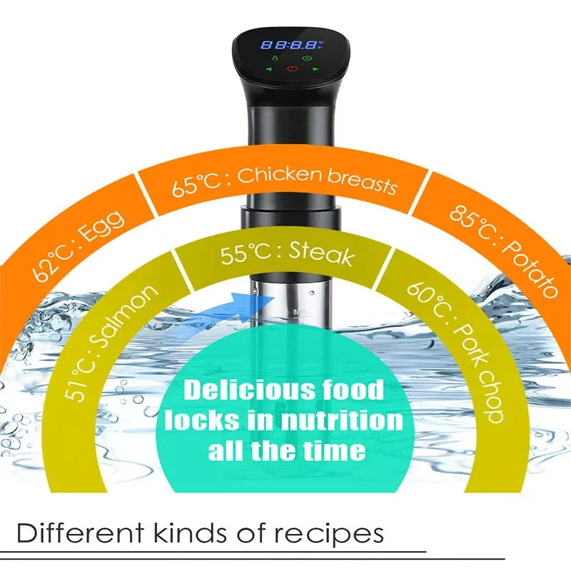 1800W Sous Vide Immersion Cooker LED Waterproof Precision