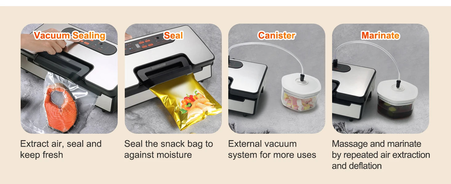 130W 90Kpa Vacuum Sealer Machine with 10 Bags Kitchen