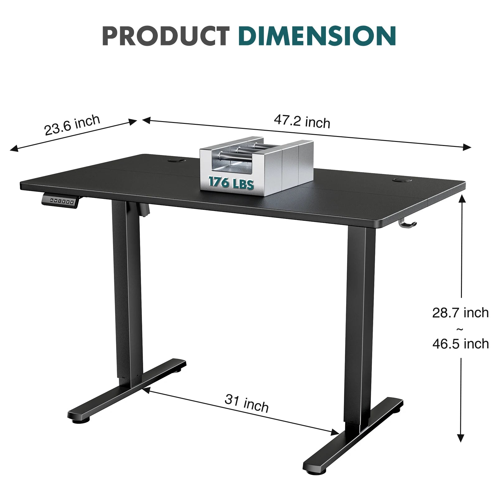 40-Inch Electric Standing Desk – Black