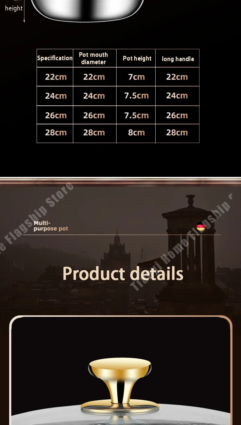 316 Stainless Steel Non-Stick Frying Pan Wok for Kitchen