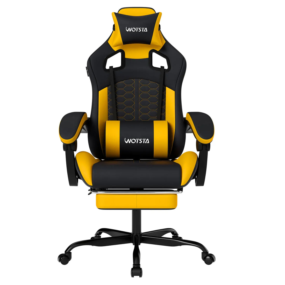 Beige Blue Gaming Chair with Footrest & Lumbar Support