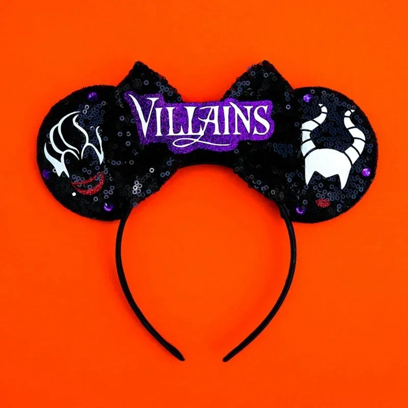 Disney Witch Bat Skeleton Ear Headband For Adults Kids Cosplay Halloween Hairband Women Girls Ghost Bows Party Hair Accessories