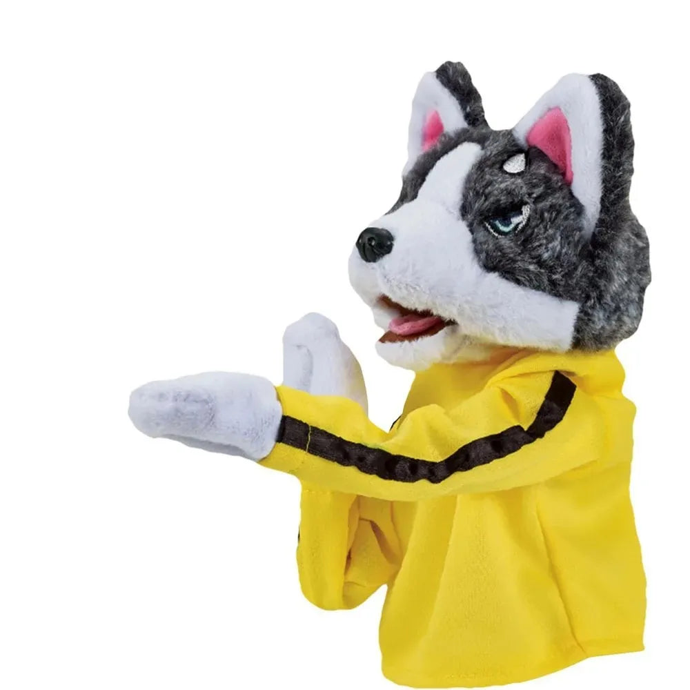Kung Fu Husky Punching Puppet Gloves, Interactive Boxing Dog Toy for Kids, 1–2 Player Battle Game, Funny Plush Finger Puppet Toy for Party & Stress Relief
