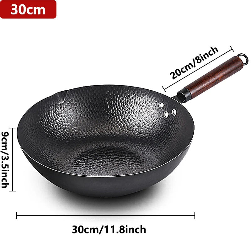 32cm Carbon Steel Wok Pan with Wooden Lid – All Stoves