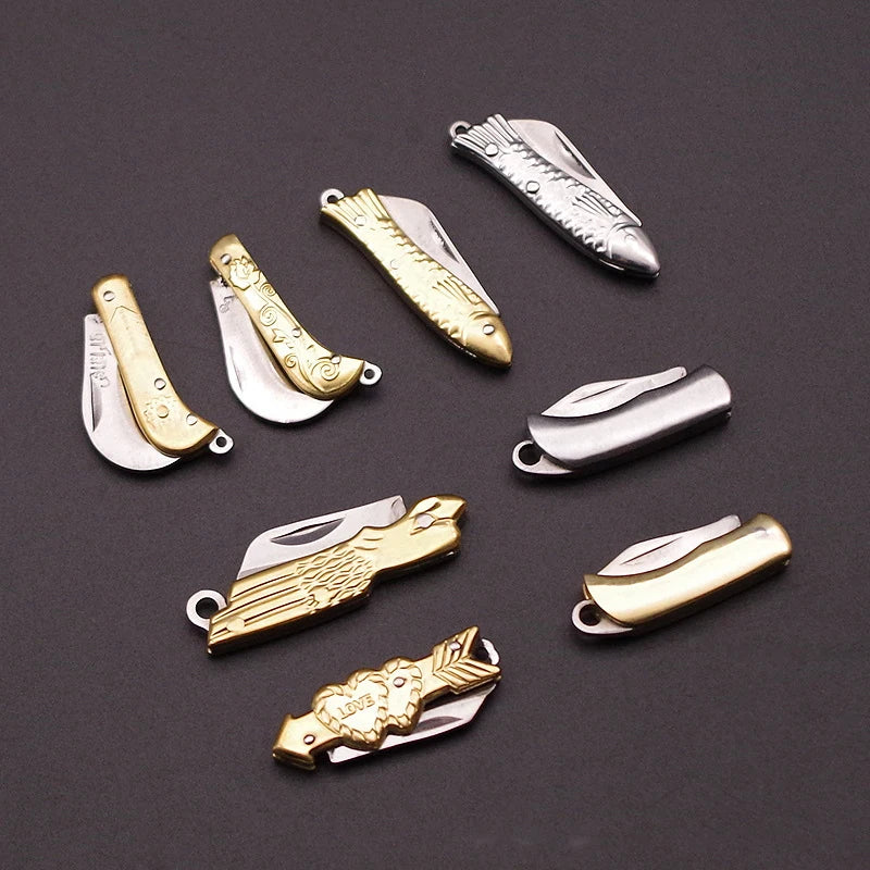 Mini Brass Folding Knife Keychain - EDC Survival Cutter
