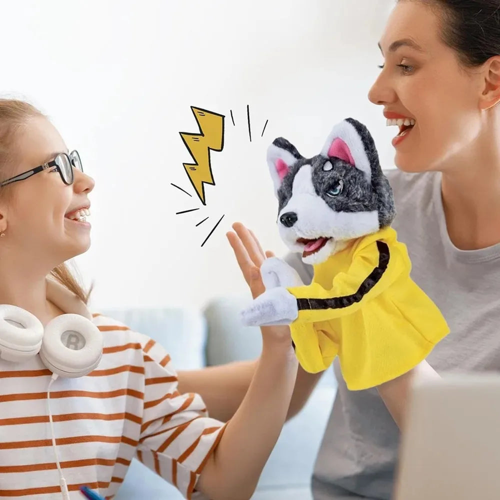 Kung Fu Husky Punching Puppet Gloves, Interactive Boxing Dog Toy for Kids, 1–2 Player Battle Game, Funny Plush Finger Puppet Toy for Party & Stress Relief