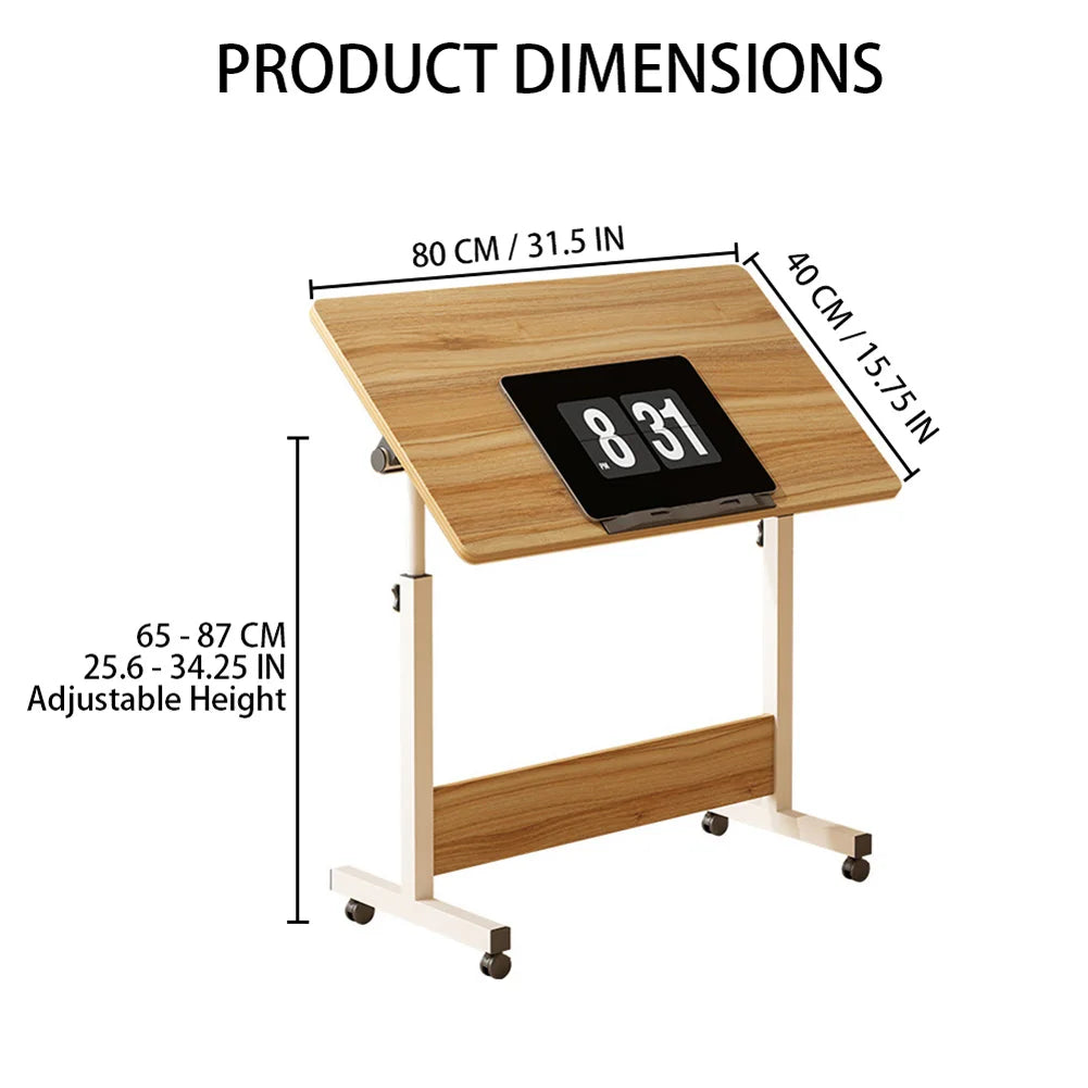 Adjustable Mobile Standing Desk with Wheels – 80x40cm