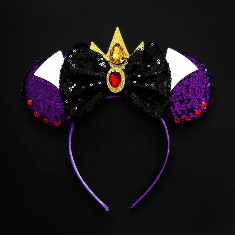 Disney Witch Bat Skeleton Ear Headband For Adults Kids Cosplay Halloween Hairband Women Girls Ghost Bows Party Hair Accessories