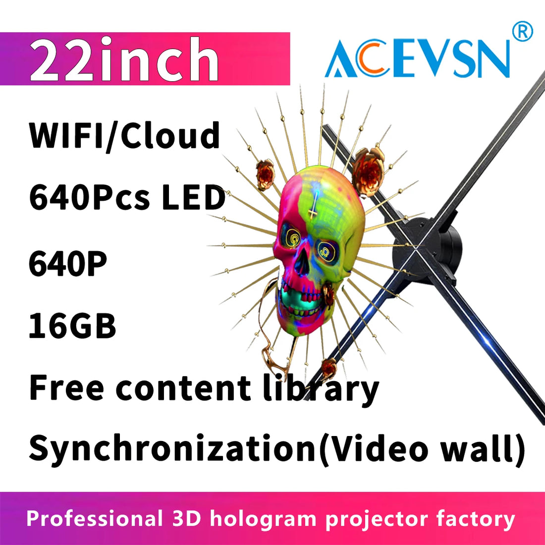 3D Hologram Fan for Advertising/Stage/Wedding Air Floating LED Display, High Brightness Holographic Fan 24H Continuous Working