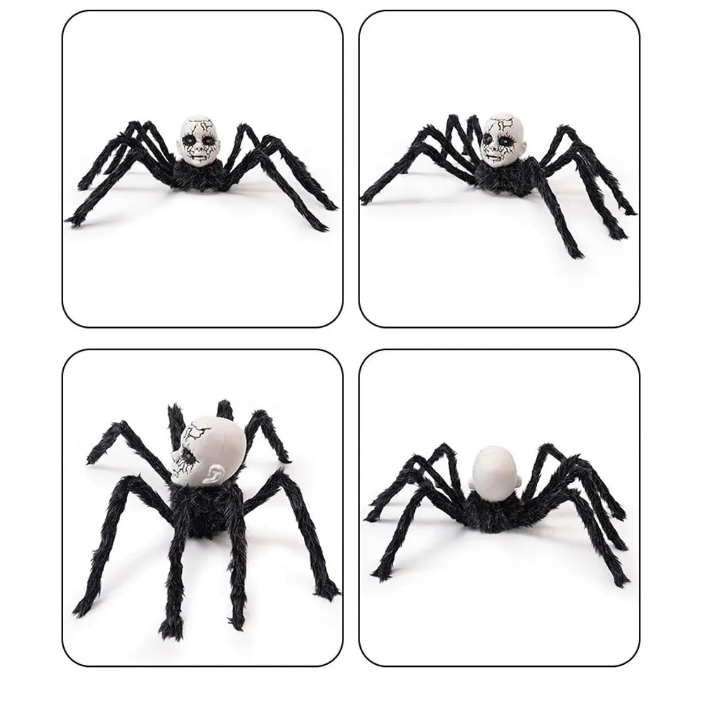 Halloween Animatronic Doll Face Spider Motion Activated Glowing Eyes Sound Control Scary Walking Toy Haunted House Prop