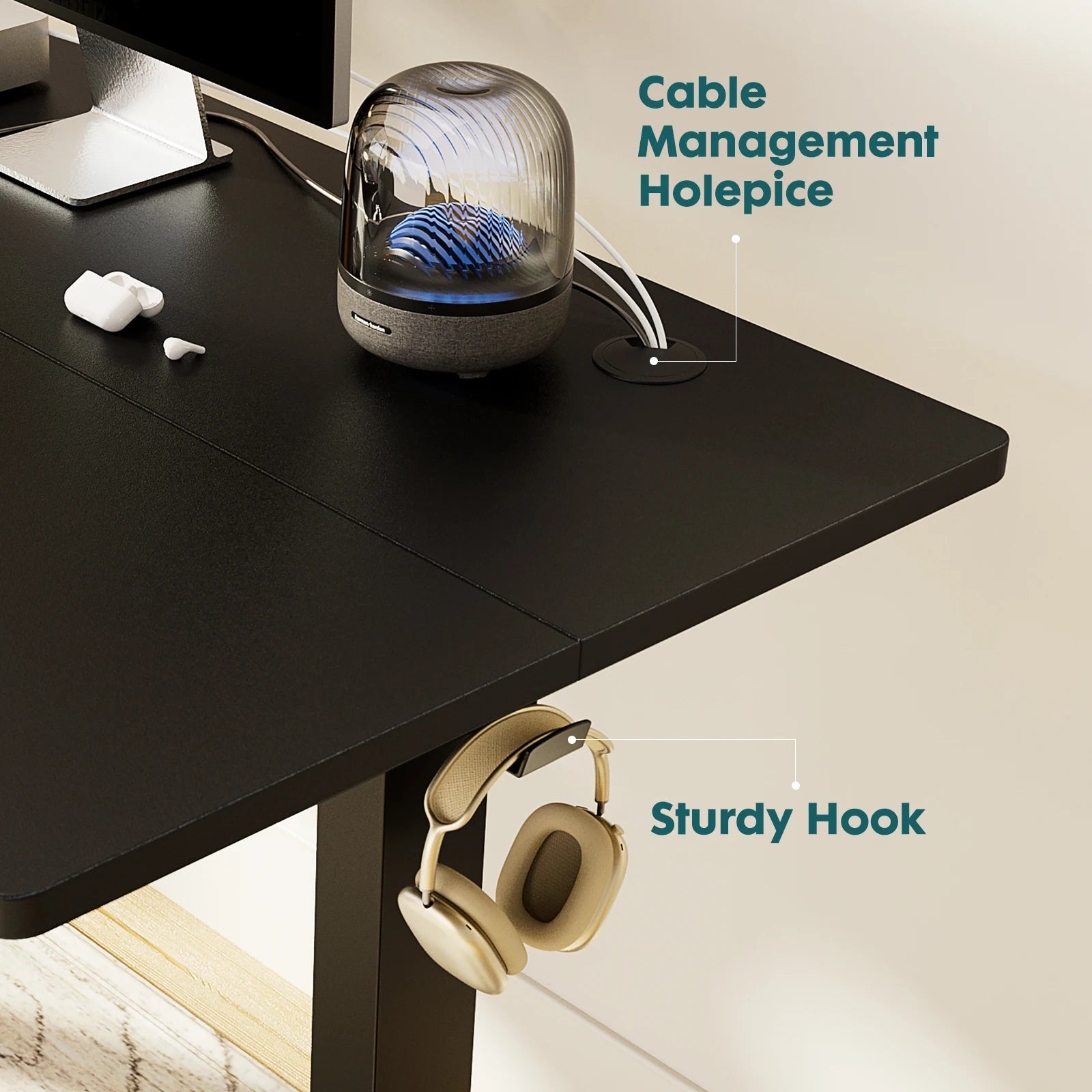JHK Electric Adjustable Height Standing Computer Desk Ergonomic Sit Stand Up Down Computer Table Workstation For Home Office
