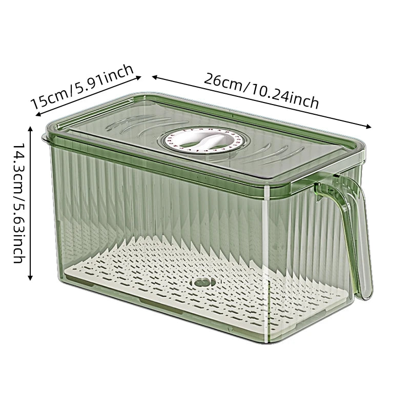Stackable Freshness-Tracking Fridge Storage Box with Handle & Lid
