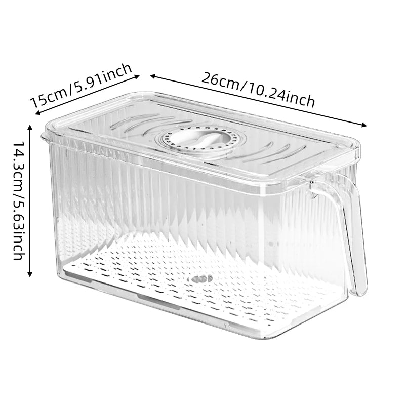 Stackable Freshness-Tracking Fridge Storage Box with Handle & Lid