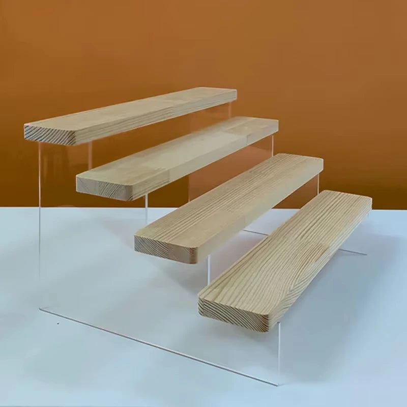 2-5 Layer Sturdy Wooden Acrylic Storage Rack for Blind Box Toys, Perfume Display Stand, Desktop Storage Shelf for Cosmetics
