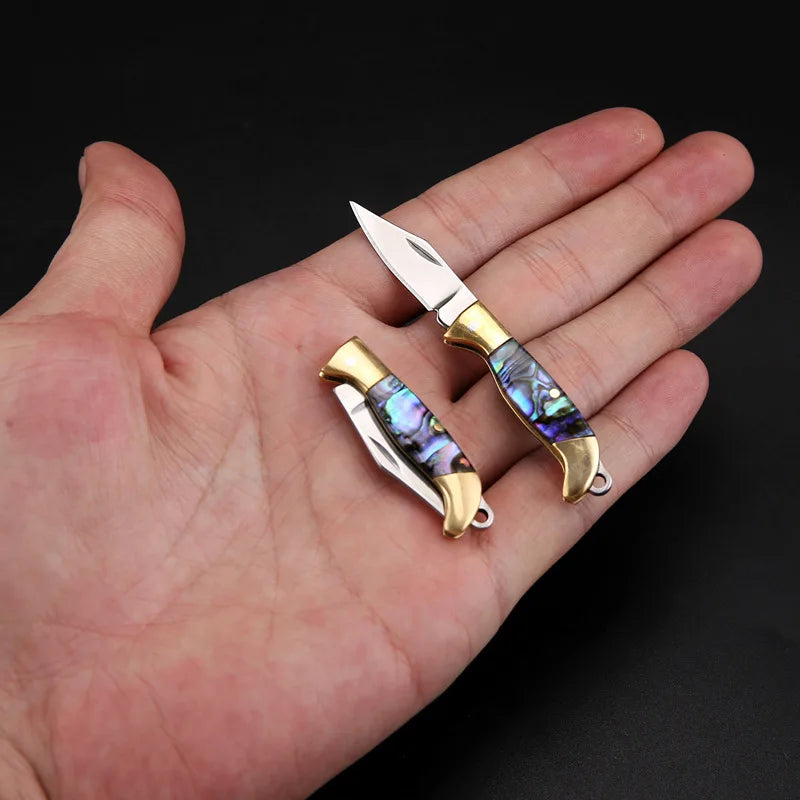 Mini Brass Folding Knife Keychain - EDC Survival Cutter