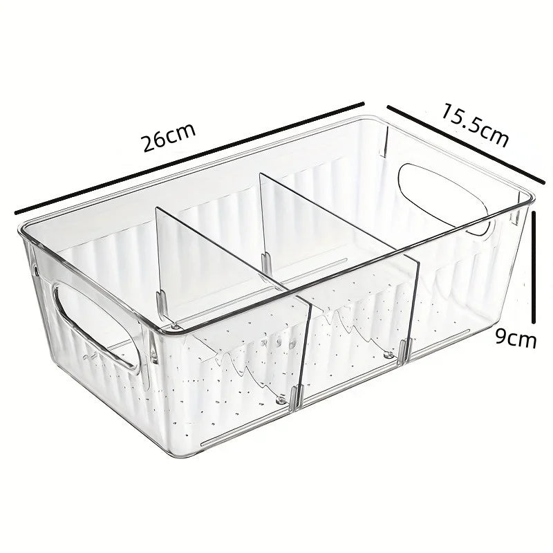 Clear Acrylic Refrigerator Organizer Bin with Removable Dividers