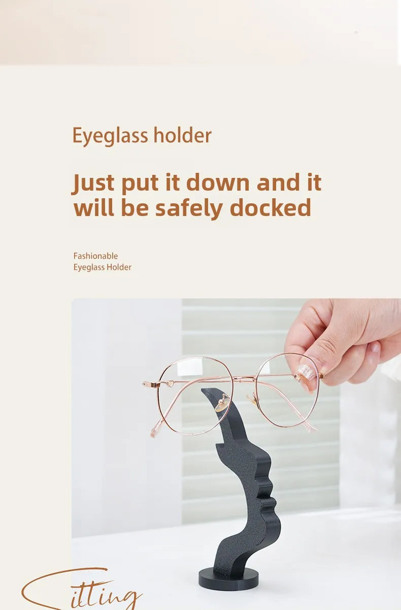 Creative Face-Shaped Eyeglass Holder, Minimalist Desktop Glasses Stand Organizer