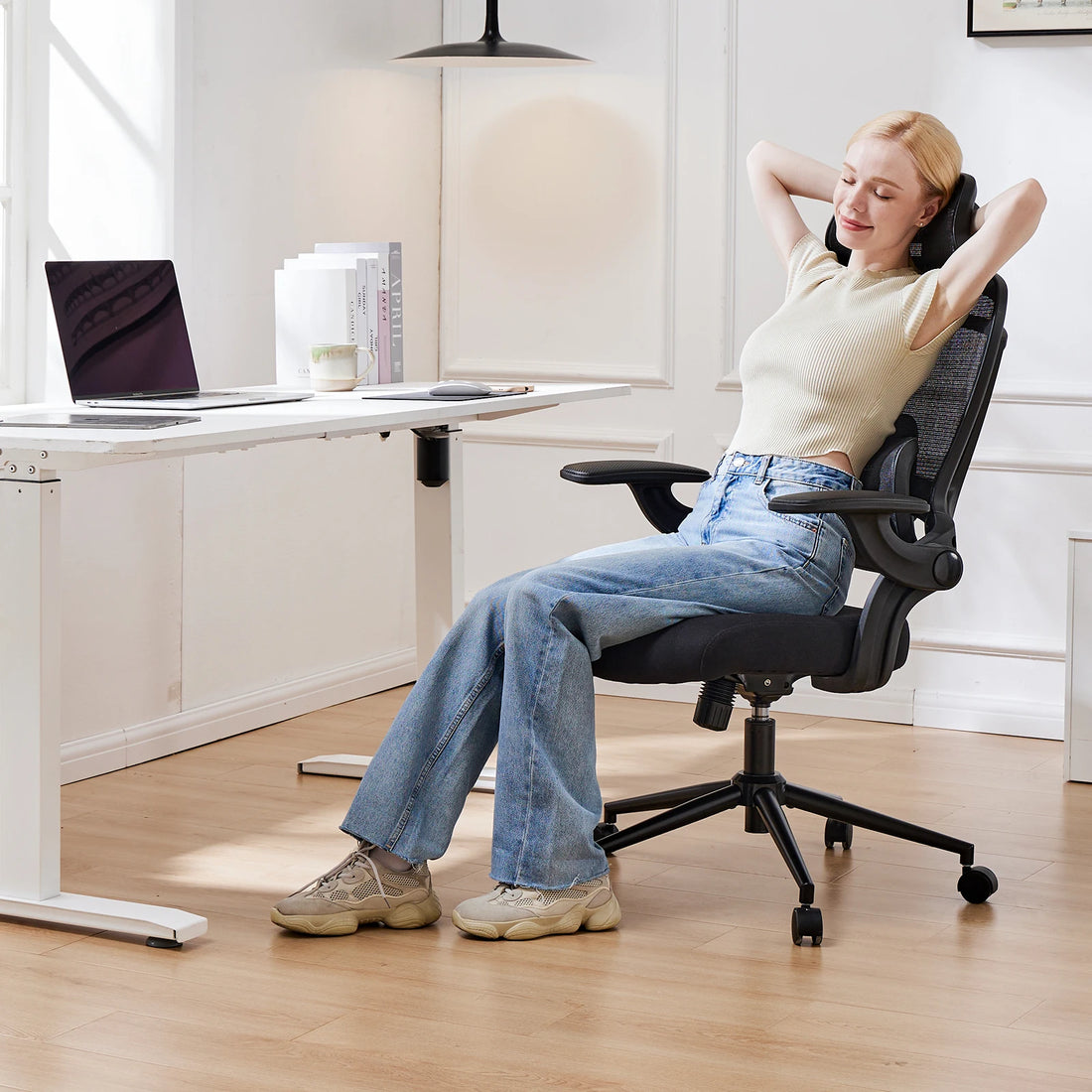 Ergonomic Mesh Office Chair with Flip-Up Arms