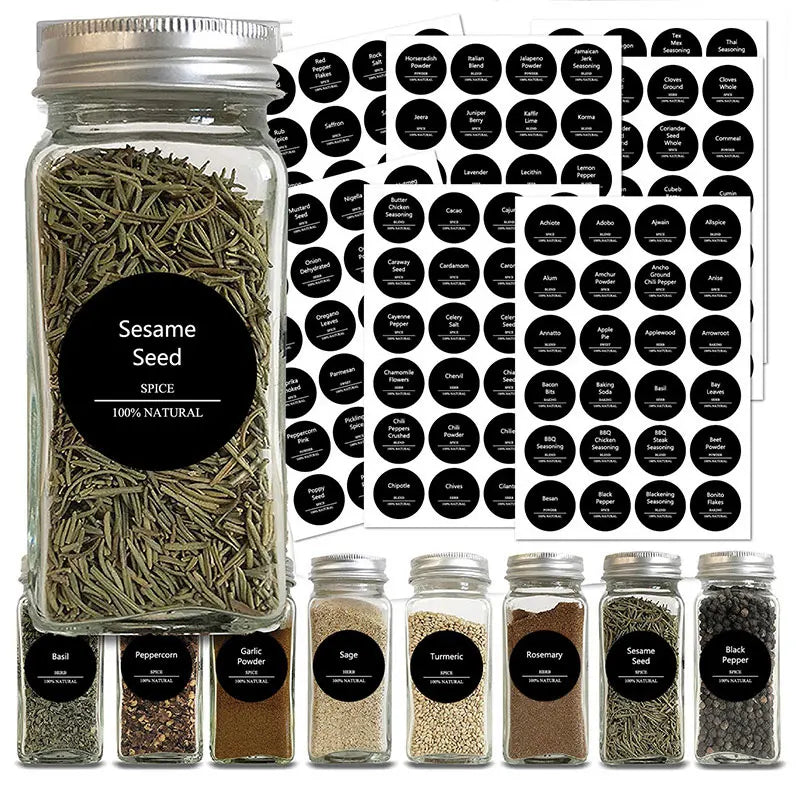 275Pcs Waterproof Preprinted Spice Jar Organizer Labels Set