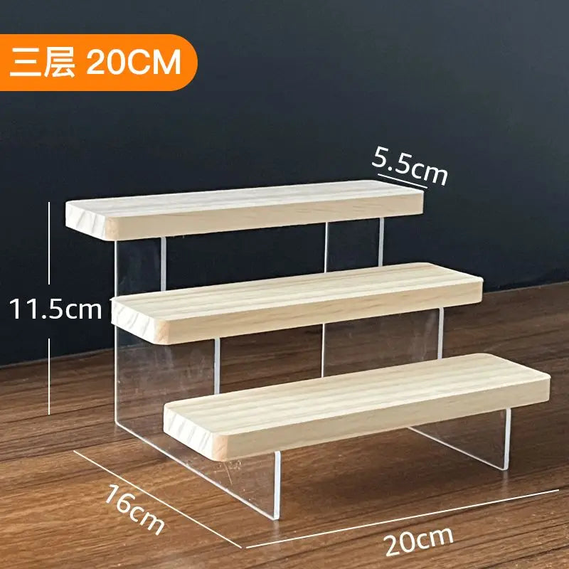 2-5 Layer Sturdy Wooden Acrylic Storage Rack for Blind Box Toys, Perfume Display Stand, Desktop Storage Shelf for Cosmetics