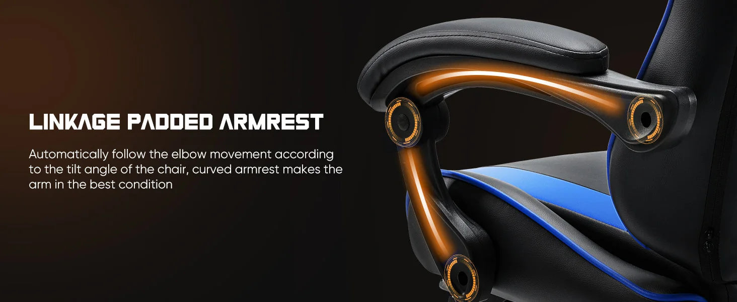 White Ergonomic Racing Gaming Chair with Lumbar Support