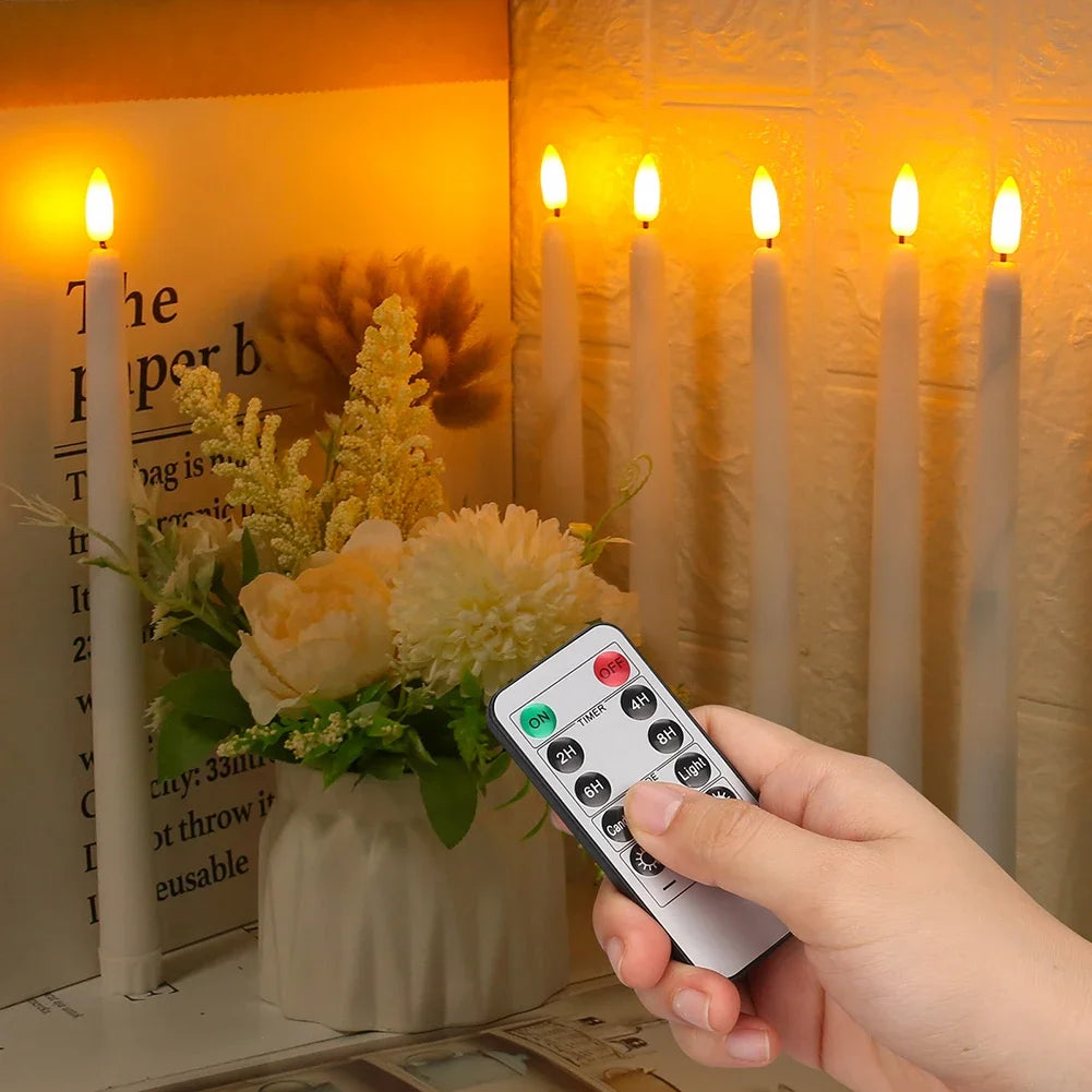 Flameless Taper Candles with Remote Control Flickering LED Candles Taper Warm White Light LED Candlesticks for Christmas Wedding