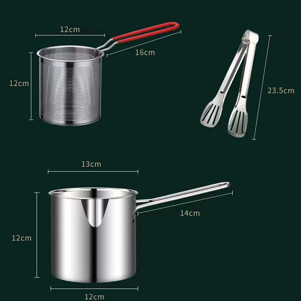 Stainless Steel Deep Fryer Pan with Strainer for Chicken