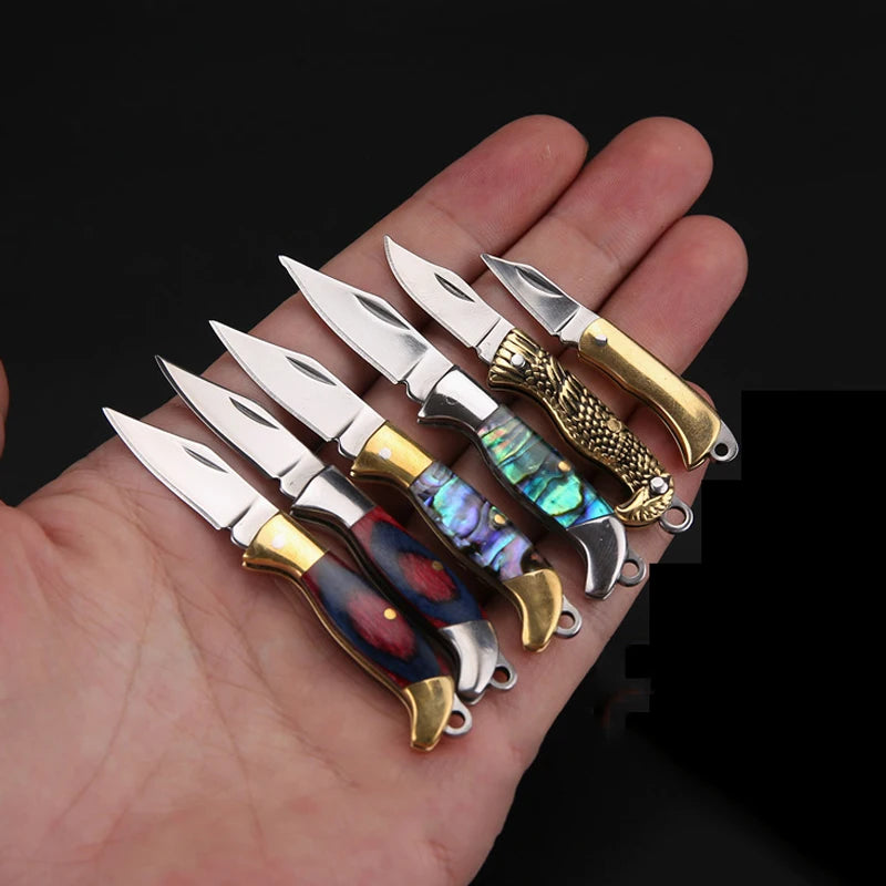 Mini Brass Folding Knife Keychain - EDC Survival Cutter