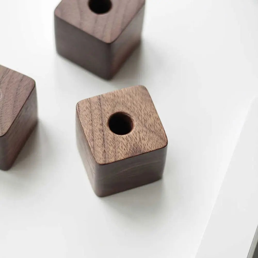 New Walnut Wood Pen Holder Square Space saving Pen Hole Multifunctional Portable Pencil Stand for Desk Stationery Storage
