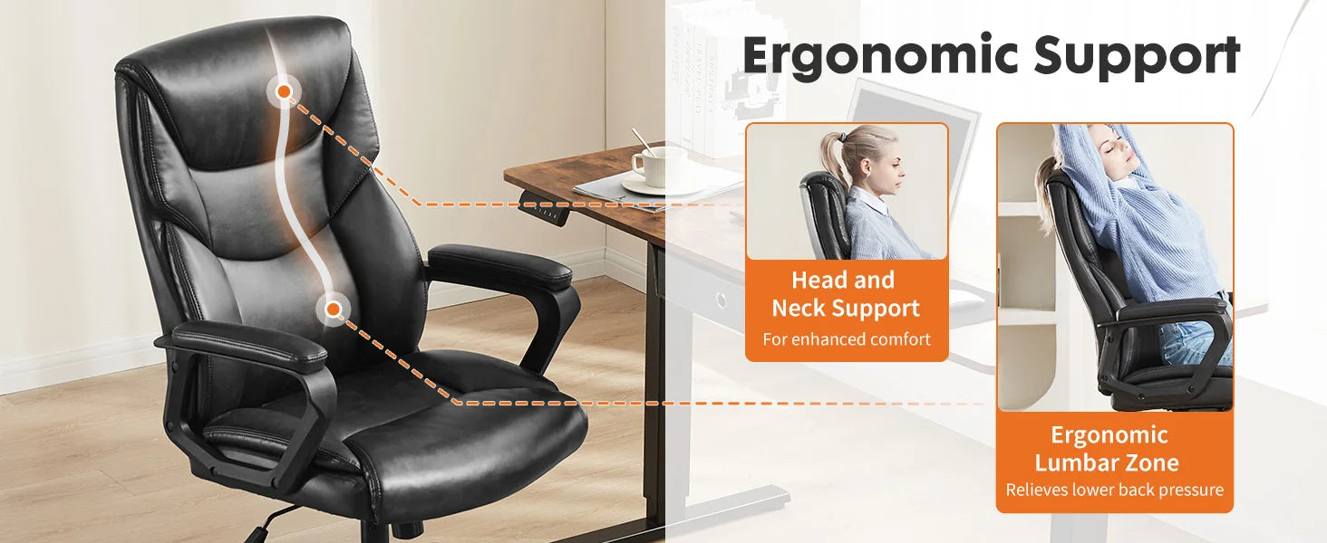 Ergonomic Brown PU Leather Swivel Gaming Chair
