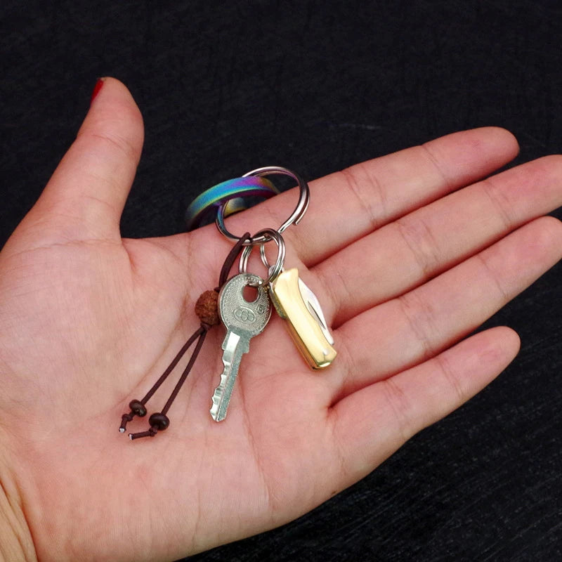 Mini Brass Folding Knife Keychain - EDC Survival Cutter