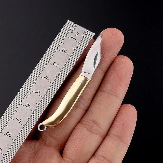Mini Brass Folding Knife Keychain - EDC Survival Cutter