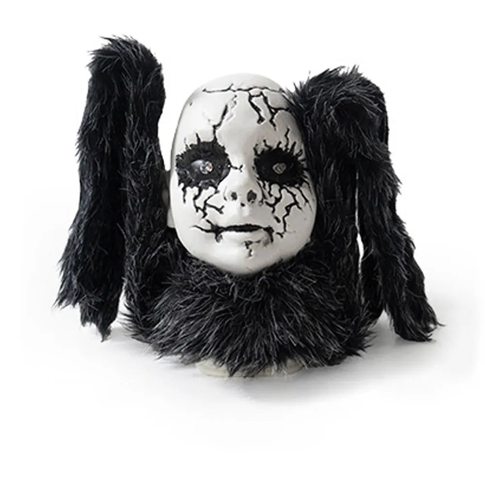 Halloween Animatronic Doll Face Spider Motion Activated Glowing Eyes Sound Control Scary Walking Toy Haunted House Prop