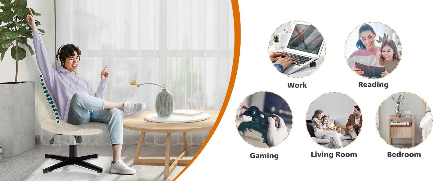 JHK Ergonomic Armless Swivel Office Chair