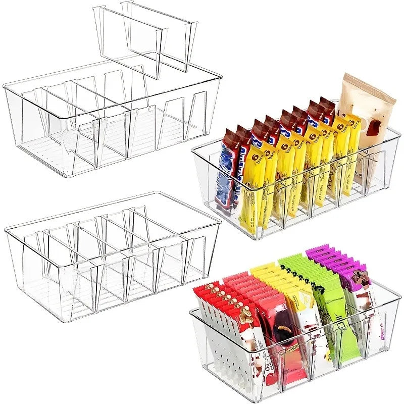 Clear Acrylic Refrigerator Organizer Bin with Removable Dividers