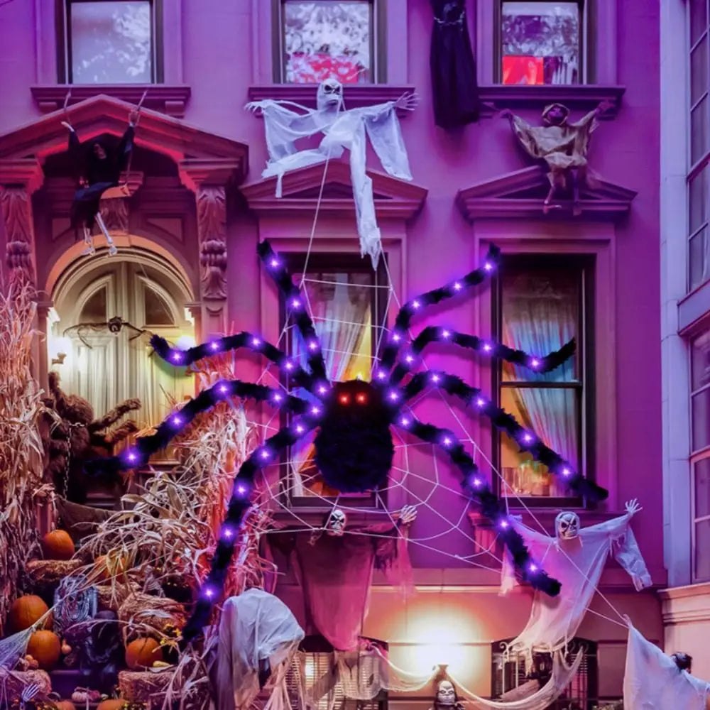 Practical 8 Modes Halloween Spider Web Lights Waterproof 250 LEDs LED Spider Net 5m Big Scary Giant Spider Party