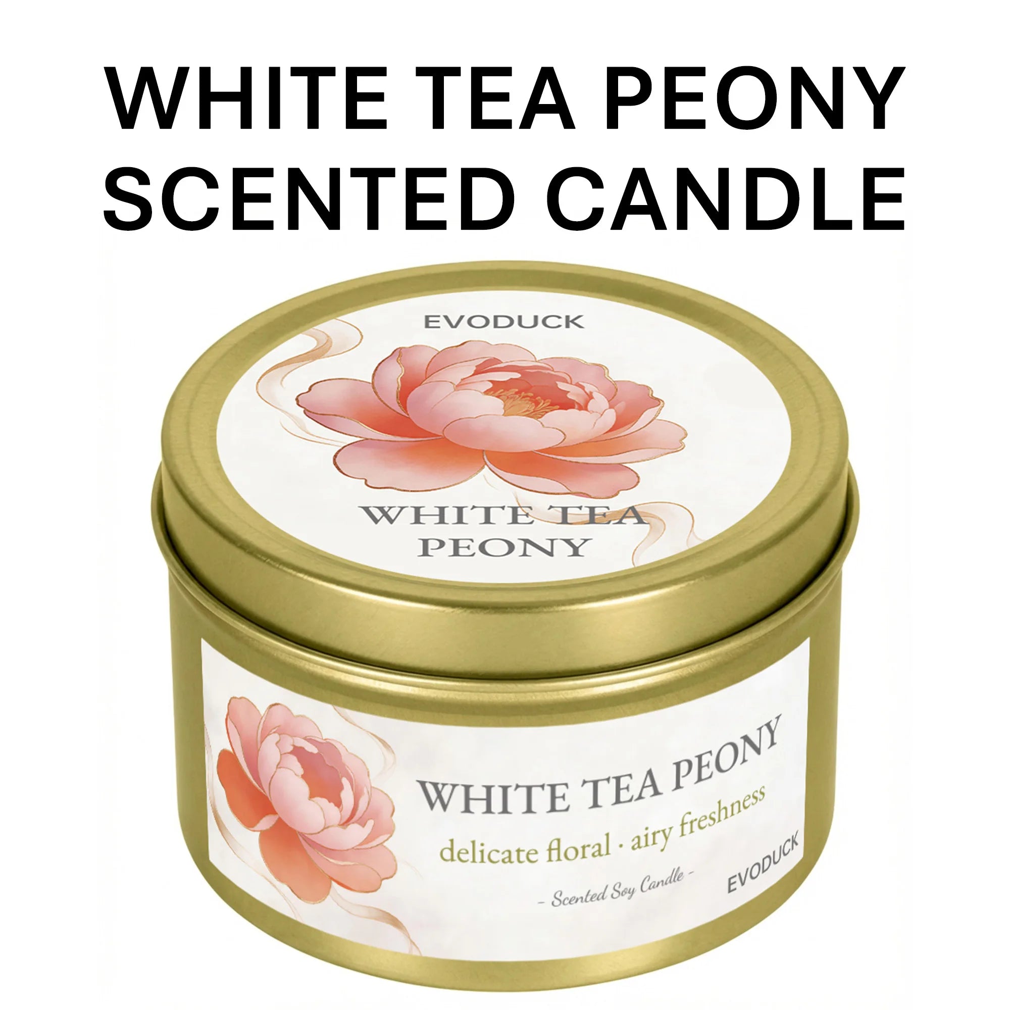 White Tea & Peony Candle – 3oz Soothing Gift for Women