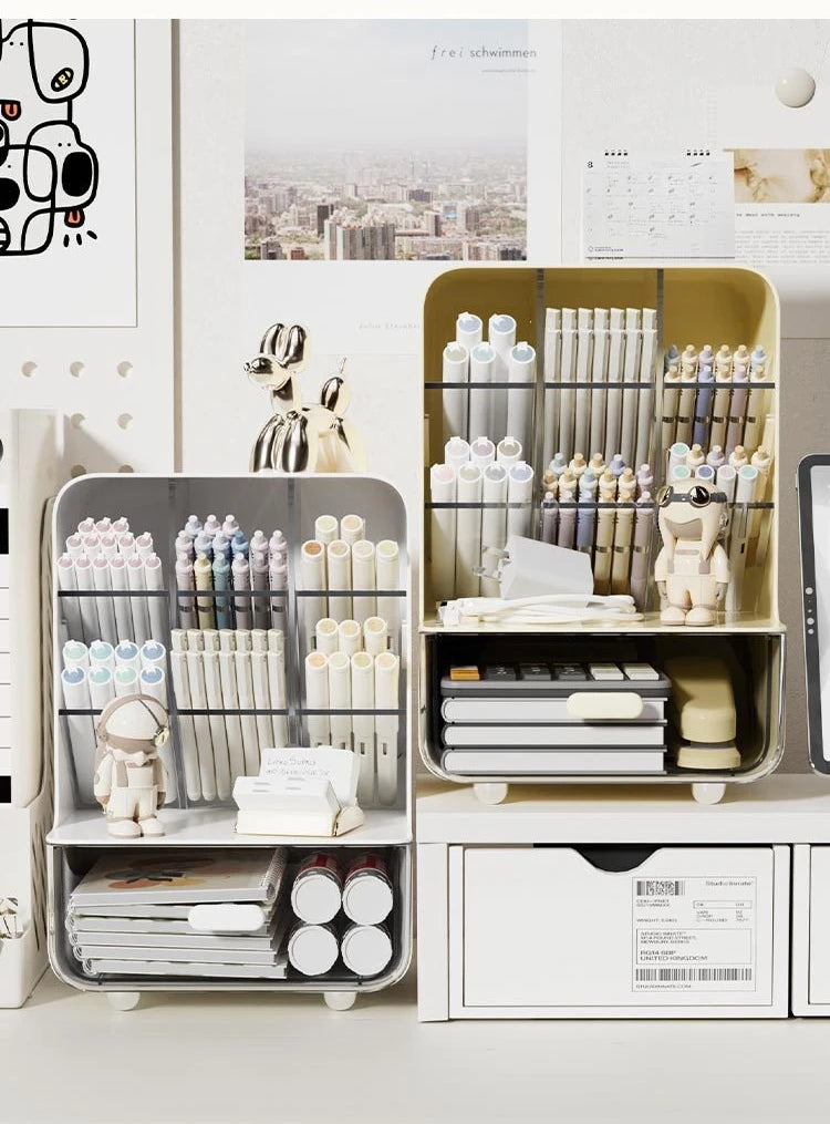 Inclined Pen Holder Student Writing Desk Stationery Storage Box Large Capacity Office Desktop Sundries Rack