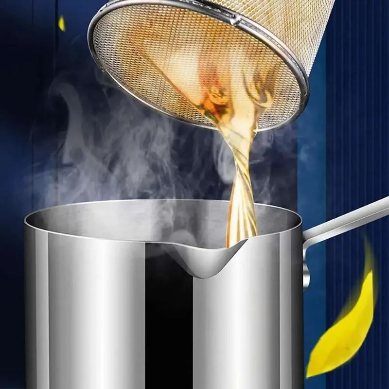 Stainless Steel Deep Fryer Pan with Strainer for Chicken